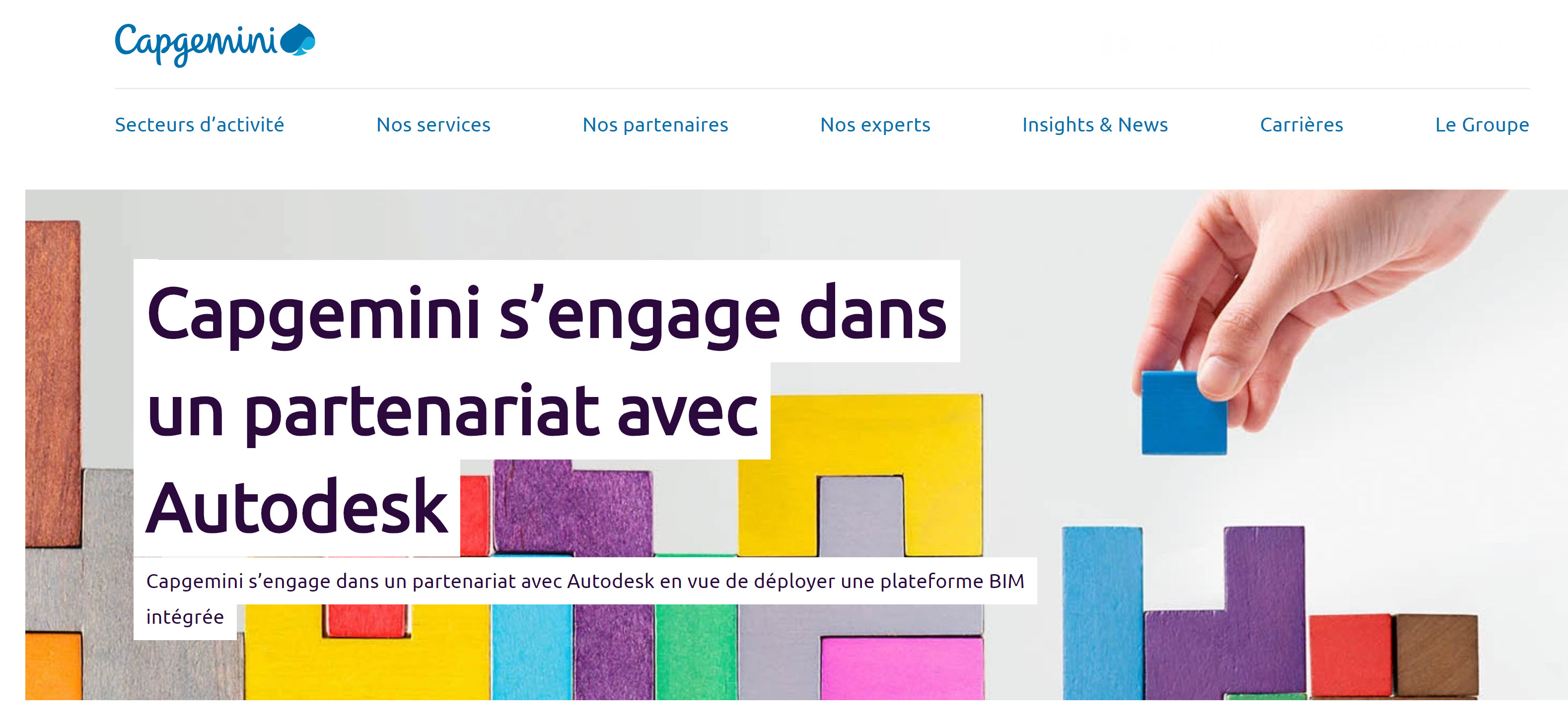 Cap Gemini et Autodesk, un partenariat mondial et une vision