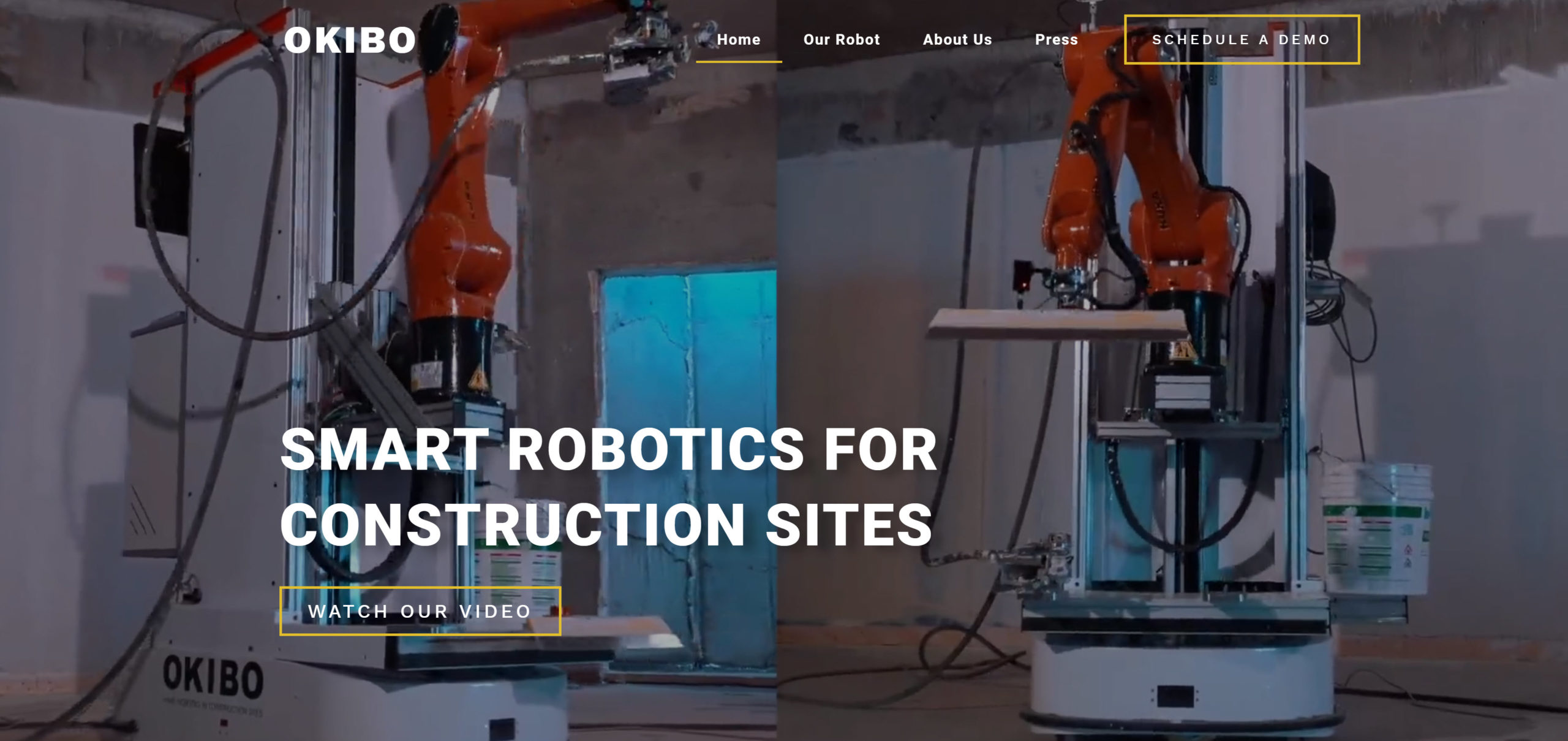 Les robots OKIBO prennent les spatules et les rouleaux sur le chantier